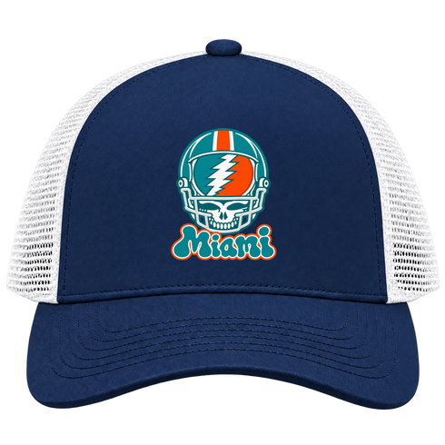 Miami Helmet Stealie Premium Unisex Trucker Cap — Miami Dolphins — Navy/White