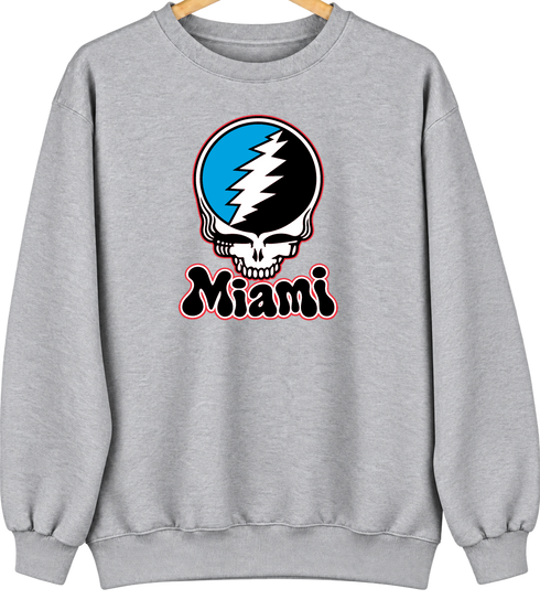 Miami Baseball Stealie Grateful Dead Crewneck — Miami Marlins — Sport Grey