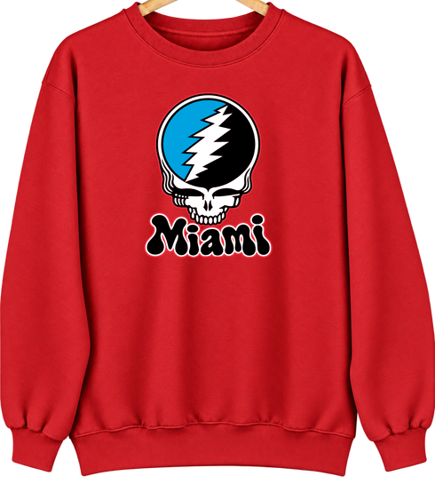 Miami Baseball Stealie Grateful Dead Crewneck — Miami Marlins — Red