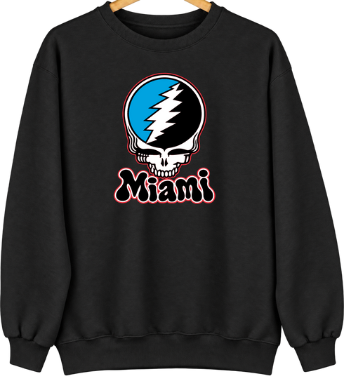 Miami Baseball Stealie Grateful Dead Crewneck — Miami Marlins — Black