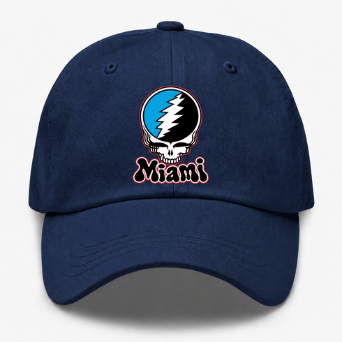 Miami Baseball Stealie Grateful Dead Dad Hat — Miami Marlins — Navy