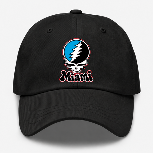 Miami Baseball Stealie Grateful Dead Dad Hat — Miami Marlins — Black