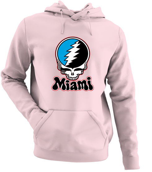 Miami Baseball Stealie Grateful Dead Hoodie — Miami Marlins — Light Pink