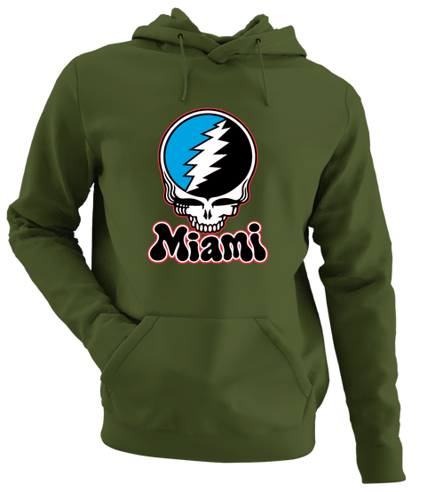 Miami Baseball Stealie Grateful Dead Hoodie — Miami Marlins — Military Green