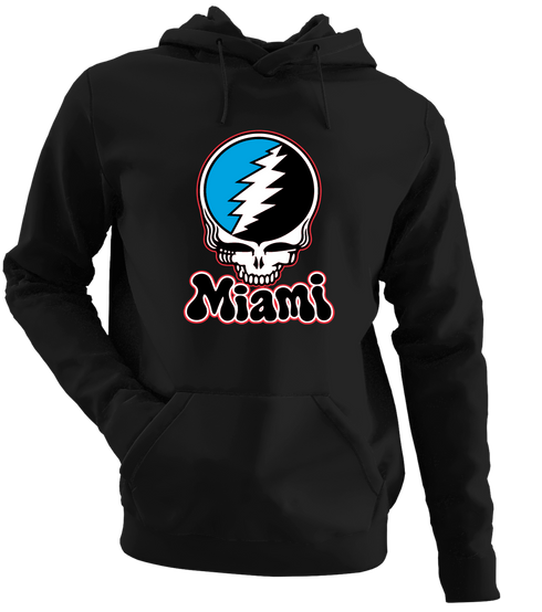 Miami Baseball Stealie Grateful Dead Hoodie — Miami Marlins — Black