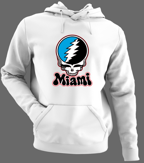 Miami Baseball Stealie Grateful Dead Hoodie — Miami Marlins — White/Grey