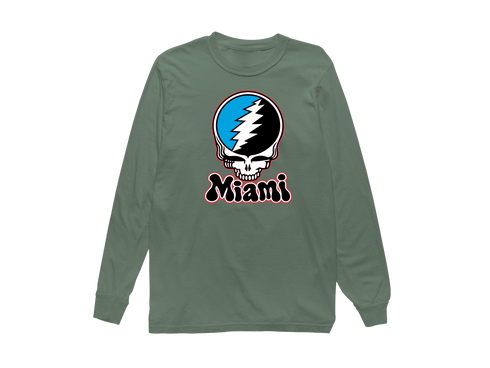 Miami Baseball Stealie Grateful Dead Long-Sleeve — Miami Marlins — Light Green