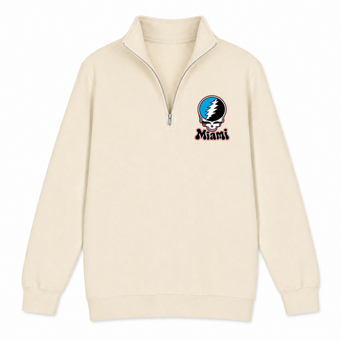 Miami Baseball Stealie Grateful Dead Quarter-Zip — Miami Marlins — Sand