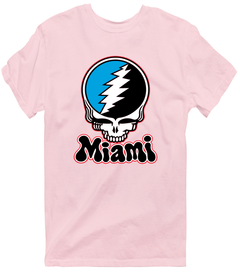 Miami Baseball Stealie Grateful Dead T-Shirt — Miami Marlins — Light Pink