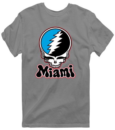 Miami Baseball Stealie Grateful Dead T-Shirt — Miami Marlins — Dark Heather