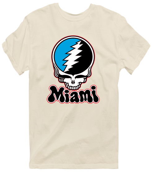 Miami Baseball Stealie Grateful Dead T-Shirt — Miami Marlins — Sand