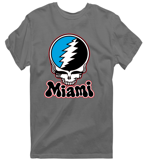 Miami Baseball Stealie Grateful Dead T-Shirt — Miami Marlins — Charcoal