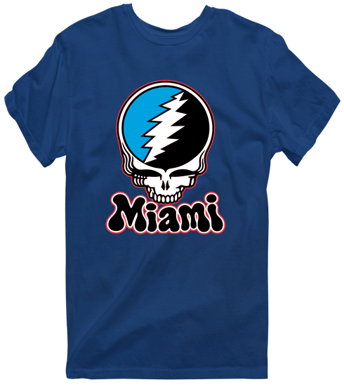 Miami Baseball Stealie Grateful Dead T-Shirt — Miami Marlins — Navy