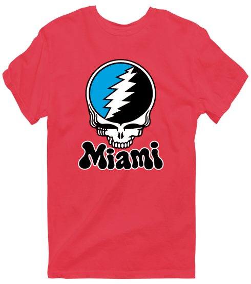Miami Baseball Stealie Grateful Dead T-Shirt — Miami Marlins — Heather Red