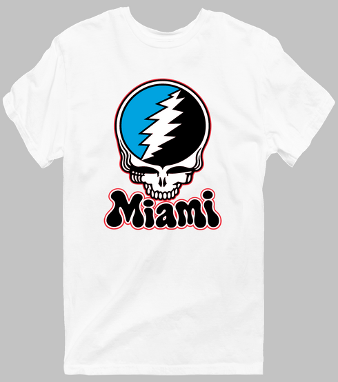 Miami Baseball Stealie Grateful Dead T-Shirt — Miami Marlins — White
