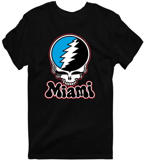 Miami Baseball Stealie Grateful Dead T-Shirt — Miami Marlins — Black