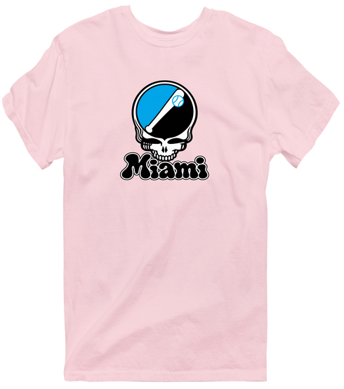 Miami Baseball Stealie Grateful Dead T-Shirt — Miami Marlins — Light Pink