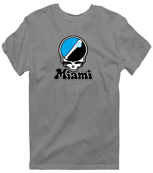 Miami Baseball Stealie Grateful Dead T-Shirt — Miami Marlins — Dark Heather