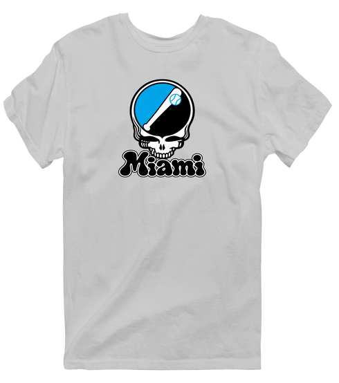 Miami Baseball Stealie Grateful Dead T-Shirt — Miami Marlins — Sport Grey