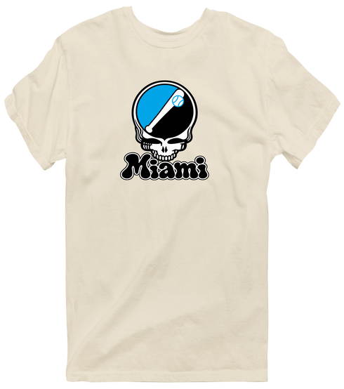 Miami Baseball Stealie Grateful Dead T-Shirt — Miami Marlins — Sand