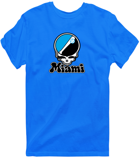 Miami Baseball Stealie Grateful Dead T-Shirt — Miami Marlins — Royal