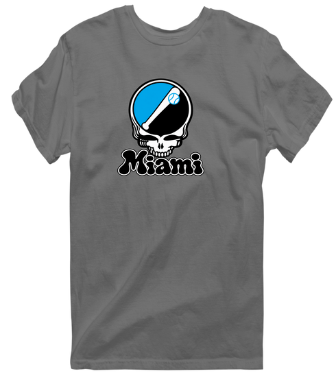 Miami Baseball Stealie Grateful Dead T-Shirt — Miami Marlins — Charcoal
