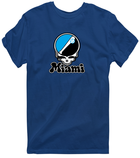 Miami Baseball Stealie Grateful Dead T-Shirt — Miami Marlins — Navy