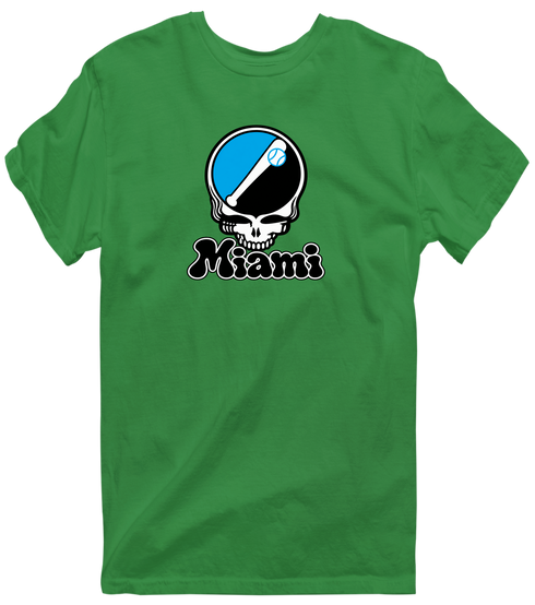 Miami Baseball Stealie Grateful Dead T-Shirt — Miami Marlins — Irish Green