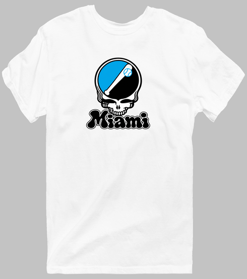 Miami Baseball Stealie Grateful Dead T-Shirt — Miami Marlins — White