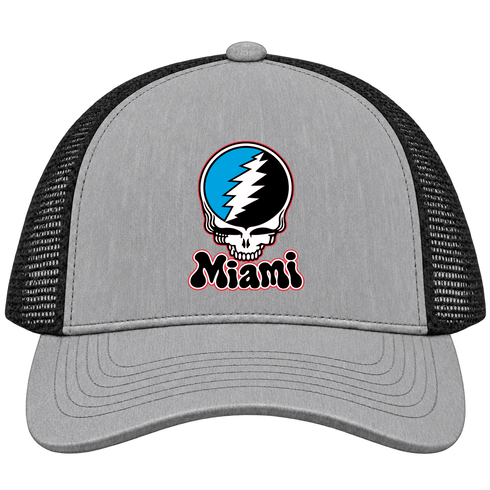 Miami Baseball Stealie Grateful Dead Trucker Cap — Miami Marlins — Heather Grey/Black
