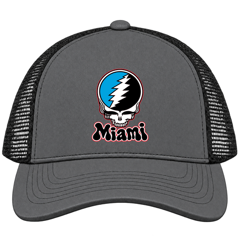 Miami Baseball Stealie Grateful Dead Trucker Cap — Miami Marlins — Charcoal/Black