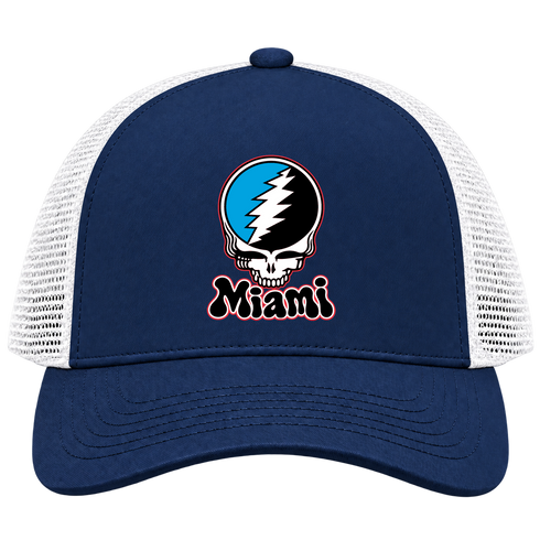 Miami Baseball Stealie Grateful Dead Trucker Cap — Miami Marlins — Navy/White