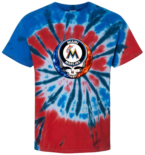 Miami Marlins Crystal Stealie Tie-Dye T-Shirt
