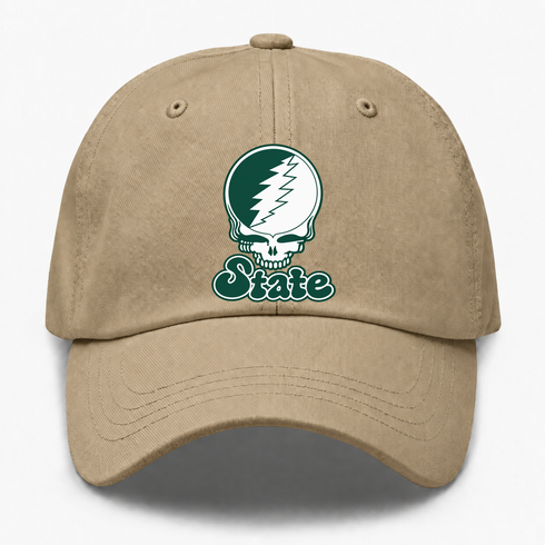 Michigan Stealie Premium Unisex Dad Hat — Design: Michigan State University — Khaki