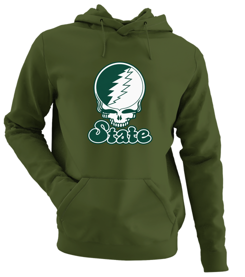 Michigan Stealie Premium Unisex Hoodie — Design: Michigan State University — Military Green