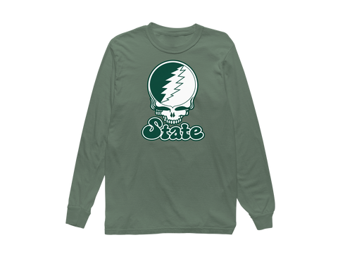 Michigan Stealie Premium Unisex Long-Sleeve — Design: Michigan State University — Light Green