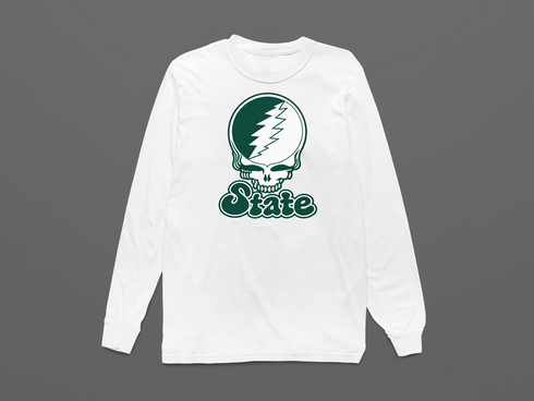 Michigan Stealie Premium Unisex Long-Sleeve — Design: Michigan State University — White