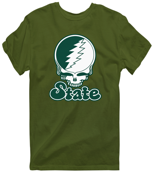 Michigan Stealie Premium Unisex T-Shirt — Design: Michigan State University — Military Green