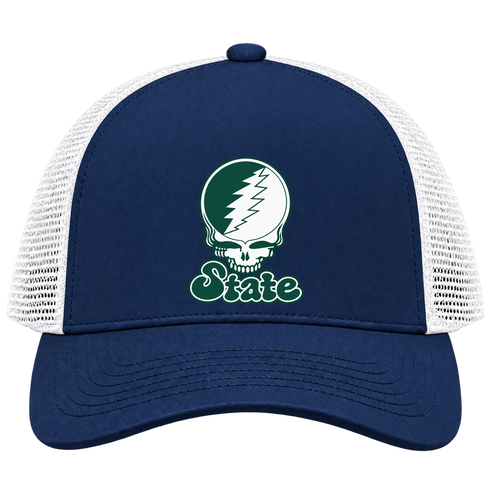 Michigan Stealie Premium Unisex Trucker Cap — Design: Michigan State University — Navy/White