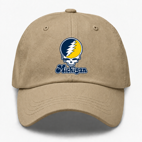 Michigan Stealie Premium Unisex Dad Hat — Design: Michigan University of — Khaki