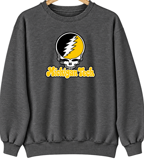 Michigan Tech Stealie Premium Unisex Crewneck — Design: Michigan Tech — Dark Heather