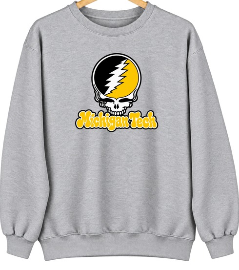 Michigan Tech Stealie Premium Unisex Crewneck — Design: Michigan Tech — Sport Grey