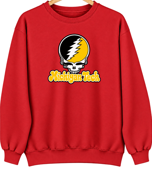 Michigan Tech Stealie Premium Unisex Crewneck — Design: Michigan Tech — Red