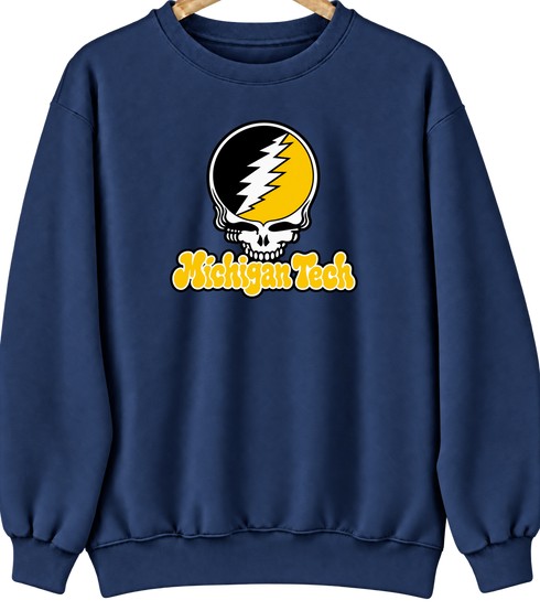Michigan Tech Stealie Premium Unisex Crewneck — Design: Michigan Tech — Navy