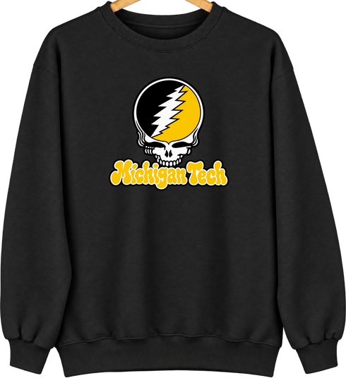 Michigan Tech Stealie Premium Unisex Crewneck — Design: Michigan Tech — Black