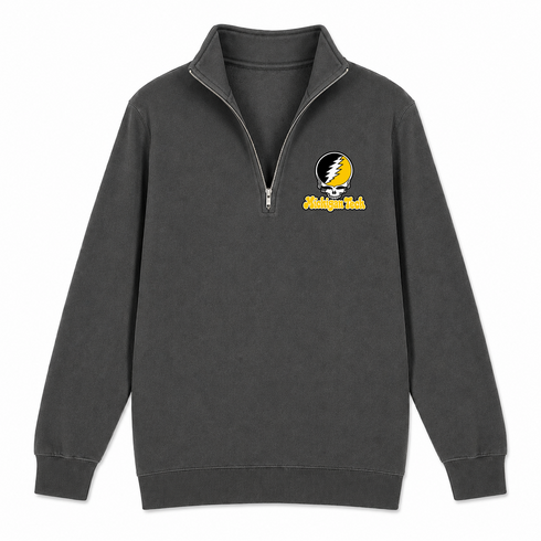 Michigan Tech Stealie Premium Unisex Quarter-Zip — Design: Michigan Tech — Charcoal