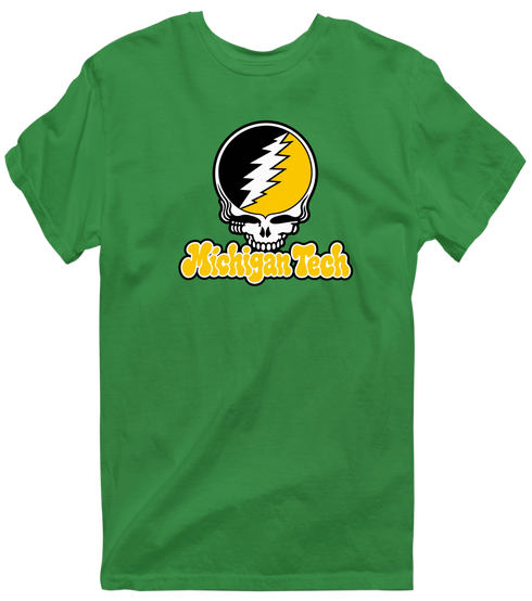 Michigan Tech Stealie Premium Unisex T-Shirt — Design: Michigan Tech — Irish Green