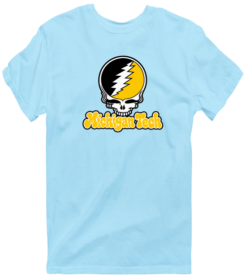 Michigan Tech Stealie Premium Unisex T-Shirt — Design: Michigan Tech — Light Blue