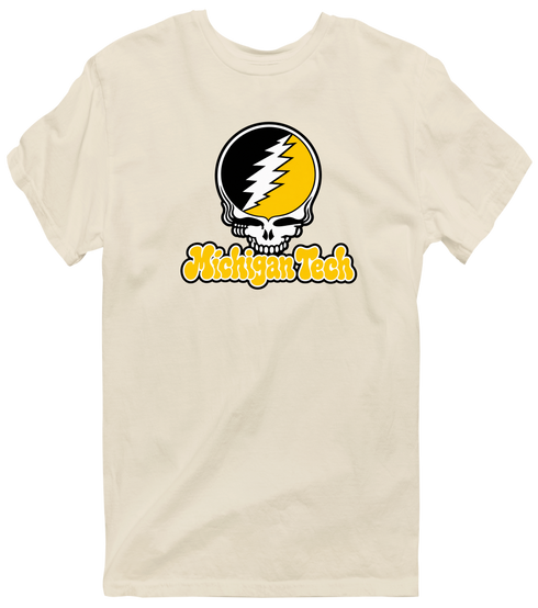 Michigan Tech Stealie Premium Unisex T-Shirt — Design: Michigan Tech — Sand