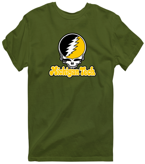 Michigan Tech Stealie Premium Unisex T-Shirt — Design: Michigan Tech — Military Green